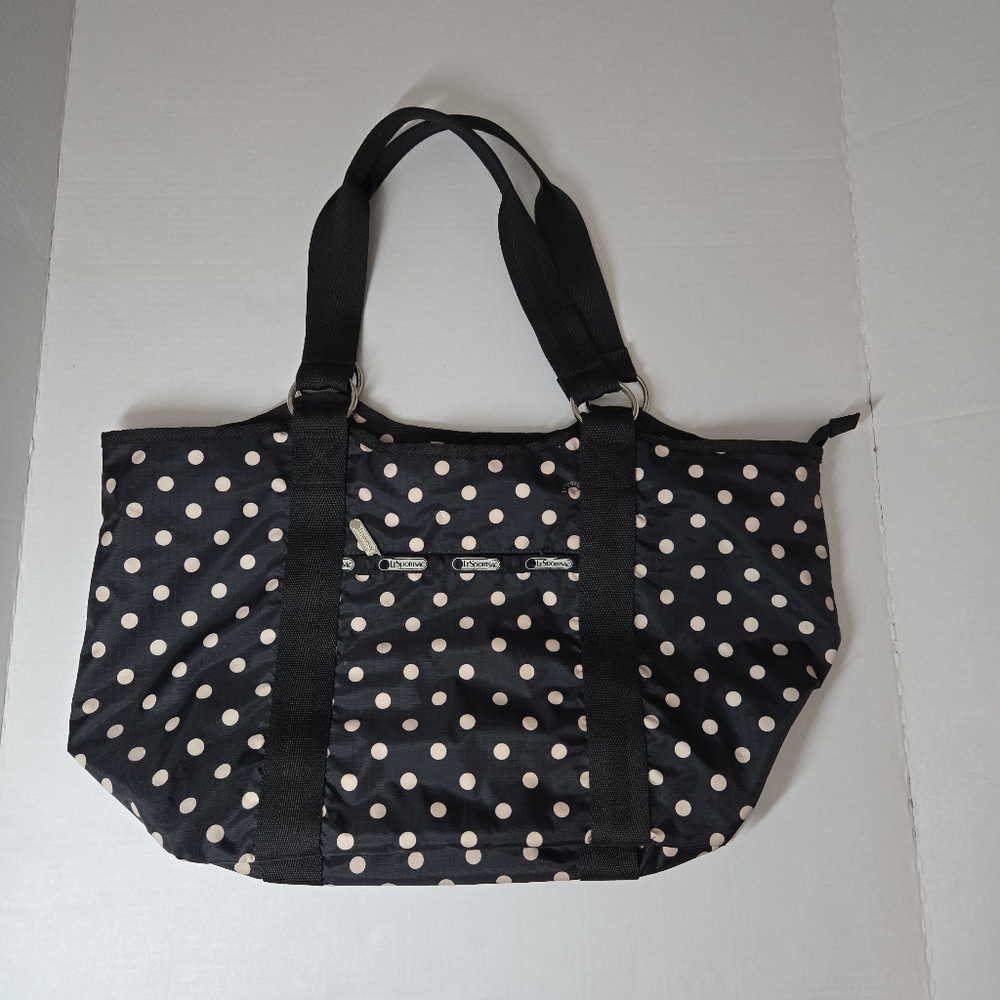 Lesportsac Black and White Polka Dot Tote Bag
